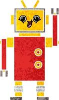 retro illustration style cartoon robot vector