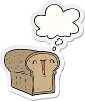 cute cartoon loaf of bread and thought bubble as a printed sticker vector