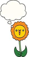 cartoon flower and thought bubble vector