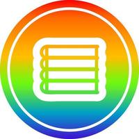 stack of books circular in rainbow spectrum vector