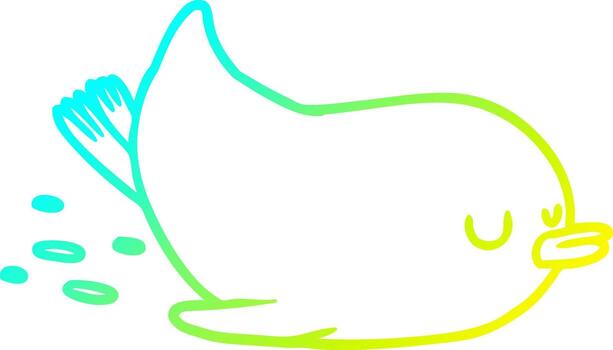 línea de gradiente frío dibujo pingüino deslizante de dibujos animados vector