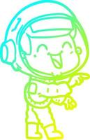 cold gradient line drawing happy cartoon astronaut vector