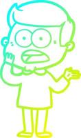 cold gradient line drawing cartoon shocked man vector