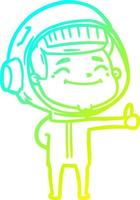 cold gradient line drawing happy cartoon astronaut vector