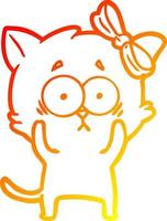 warm gradient line drawing cartoon cat vector