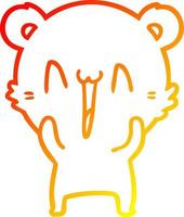 warm gradient line drawing happy bear cartoon vector