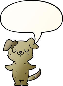 cartoon puppy and speech bubble in smooth gradient style vector