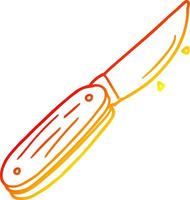 warm gradient line drawing cartoon folding knife vector