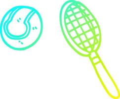 cold gradient line drawing cartoon tennis racket and ball vector