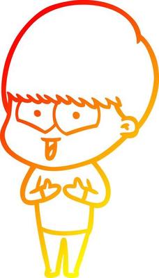 warm gradient line drawing cartoon happy boy