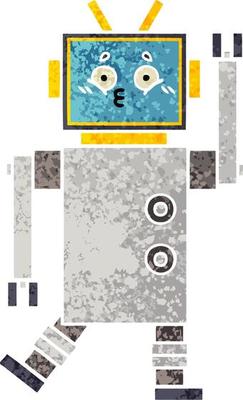 retro illustration style cartoon robot