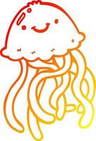 warm gradient line drawing cartoon happy jellyfish vector