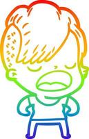 rainbow gradient line drawing cartoon cool hipster girl talking vector