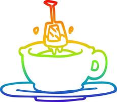 rainbow gradient line drawing cartoon cup of tea vector