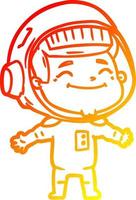 warm gradient line drawing happy cartoon astronaut vector