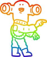 rainbow gradient line drawing friendly cartoon alien pointing vector