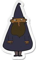 sticker of a cartoon wizard vector