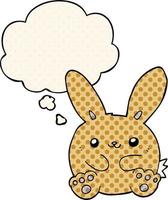 cartoon rabbit and thought bubble in comic book style vector