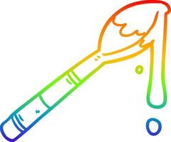 dibujo de línea de gradiente de arco iris cucharada de miel vector