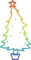 rainbow gradient line drawing cartoon christmas tree vector