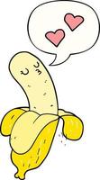 cartoon banana in love and speech bubble vector