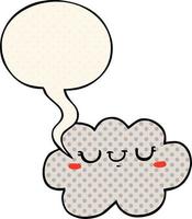 cute cartoon cloud and speech bubble in comic book style vector