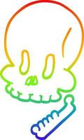 rainbow gradient line drawing cartoon halloween skull vector