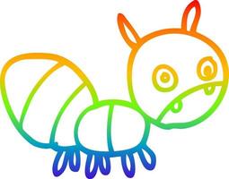 rainbow gradient line drawing cartoon anxious ant vector