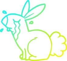 cold gradient line drawing cartoon bunny rabbit crying vector