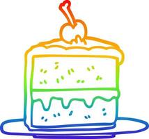 rainbow gradient line drawing cartoon cake slice vector