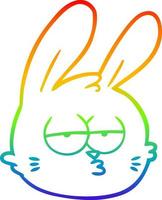 rainbow gradient line drawing cartoon jaded rabbit face vector