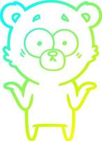 cold gradient line drawing cartoon bear shrugging shoulders vector