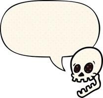 laughing skull cartoon and speech bubble in comic book style vector