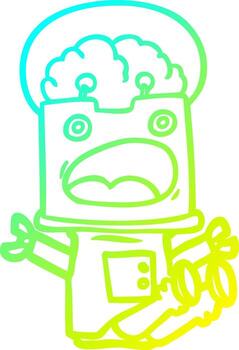 cold gradient line drawing cartoon robot vector
