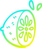 línea de gradiente frío dibujo dibujos animados limón fruta vector