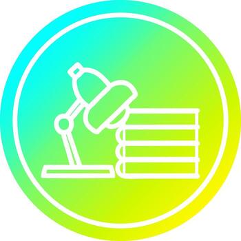 lamp and study books circular in cold gradient spectrum vector