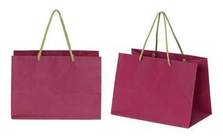 red paper bag isolated on white with clipping path photo