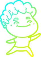 cold gradient line drawing cartoon friendly man vector