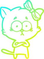 cold gradient line drawing cartoon cat vector