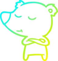 dibujo de línea de gradiente frío feliz oso de dibujos animados vector