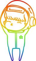 rainbow gradient line drawing cartoon curious astronaut vector