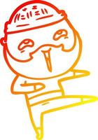 warm gradient line drawing cartoon happy bearded man vector