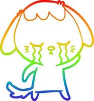 rainbow gradient line drawing cartoon crying dog vector