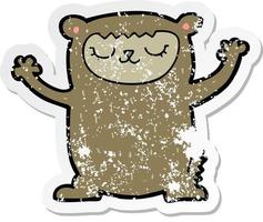 distressed sticker of a cute cartoon bear vector