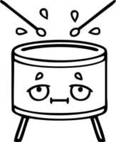 line drawing cartoon drum vector