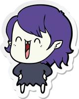 sticker of a cute cartoon happy vampire girl vector