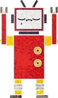 retro illustration style cartoon robot vector