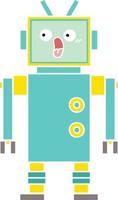 flat color retro cartoon robot vector