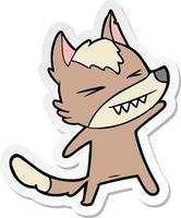 sticker of a angry wolf cartoon vector