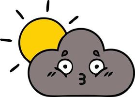 cute cartoon storm cloud and sun vector